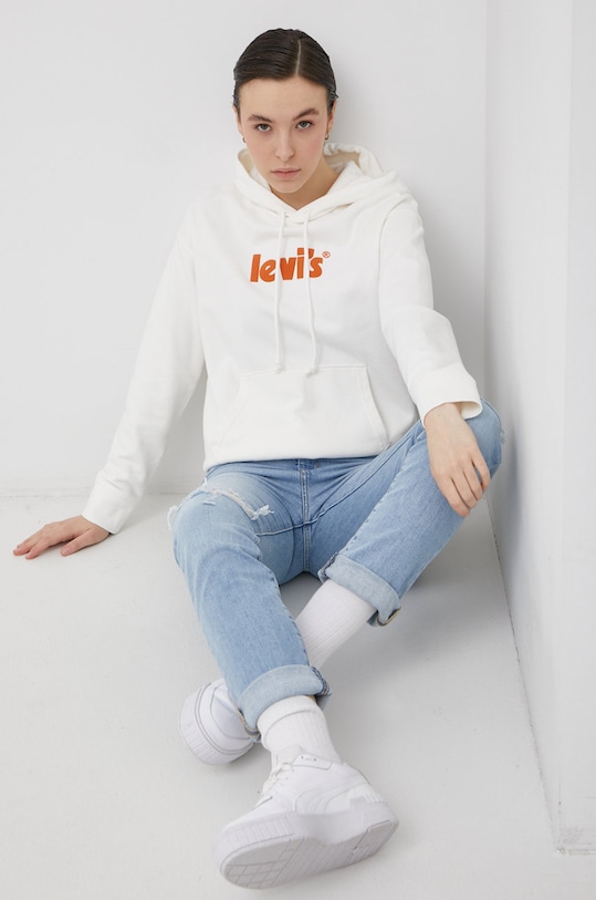 Bavlnená mikina Levi's 18487.0110 biela SS22