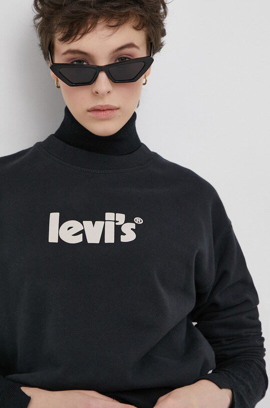 Βαμβακερή μπλούζα Levi's μαύρο 18686.0056