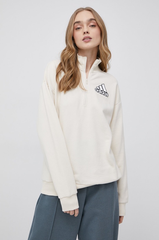 adidas bluza bawełniana HD1786 beżowy HD1786