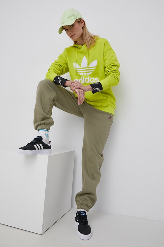 adidas Originals cotton sweatshirt Adicolor HE6950 green SS22