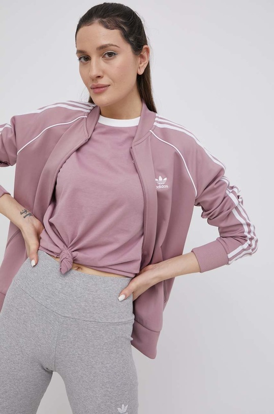 Mikina adidas Originals Adicolor HE9563 s elastanom fialová HE9563
