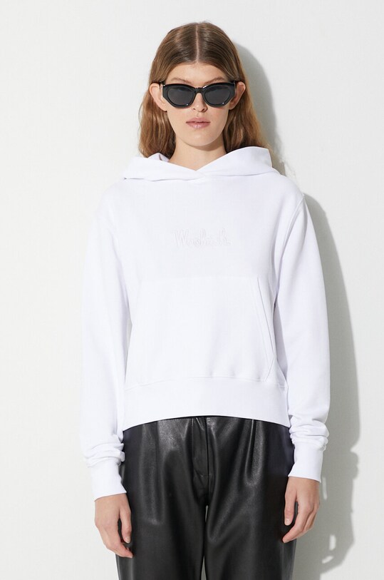 Woolrich felpa in cotone LOGO con bianco CFWWSW0082FRUT3024