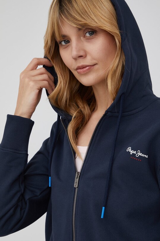 Бавовняна кофта Pepe Jeans Calista Zipper темно-синій PL581191.594