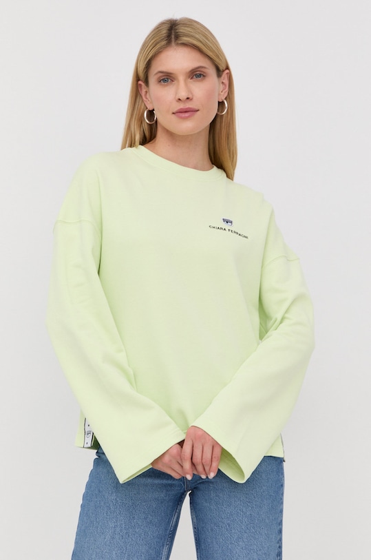 Chiara Ferragni bluza bawełniana aplikacja zielony 72CBIT06