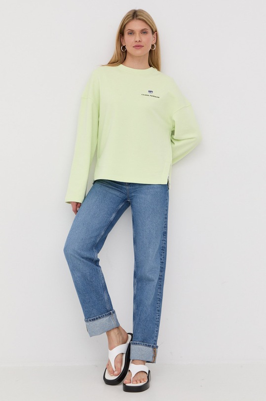 Chiara Ferragni hanorac de bumbac 72CBIT06 verde SS22