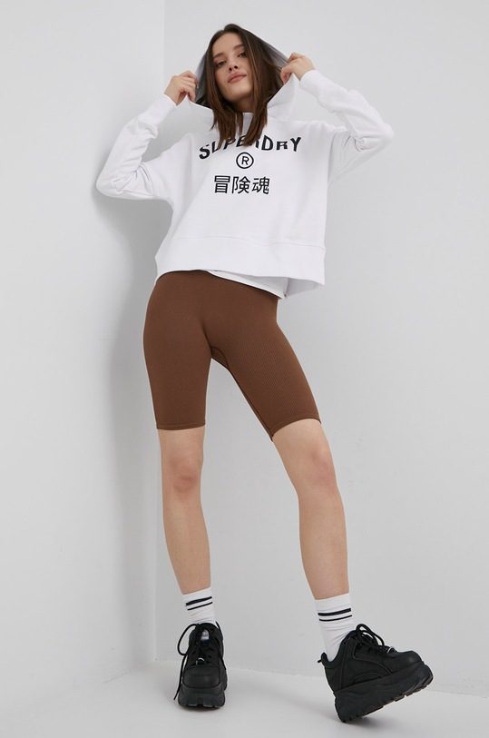 Bavlnená mikina Superdry W2011398A.01C biela SS22
