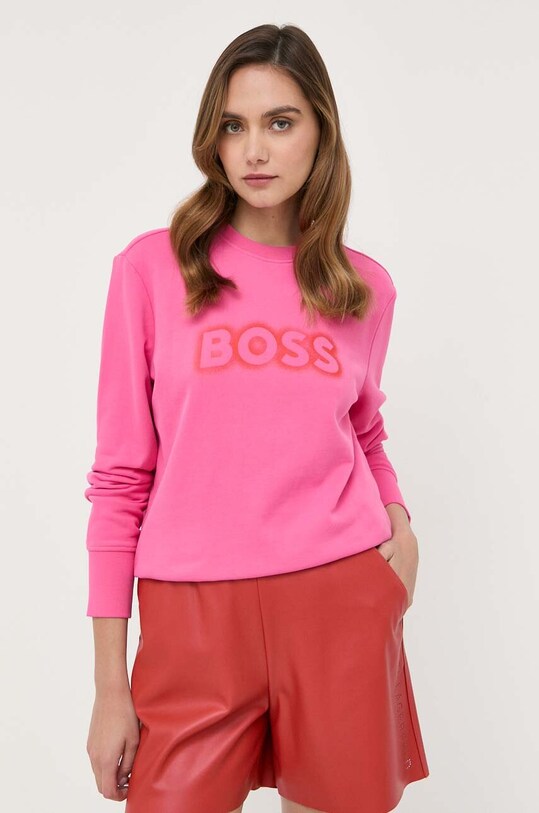 BOSS bluza bawełniana różowy 50468357