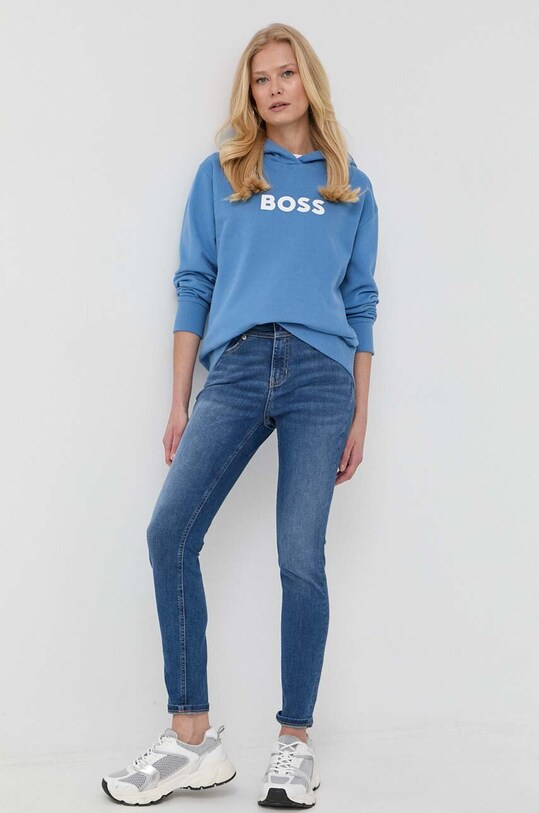Бавовняна кофта BOSS 50468367 блакитний AW22
