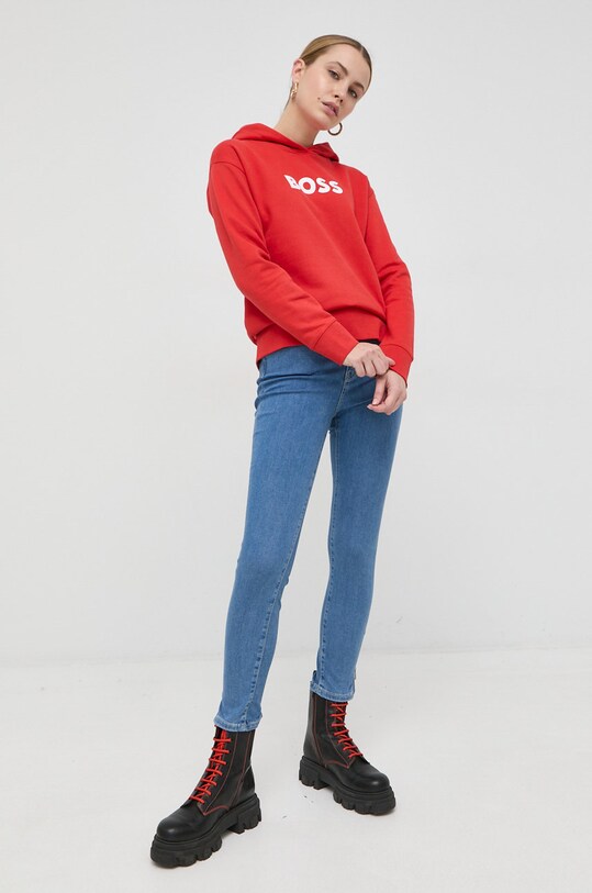 Хлопковая кофта BOSS 50468367 красный AW22