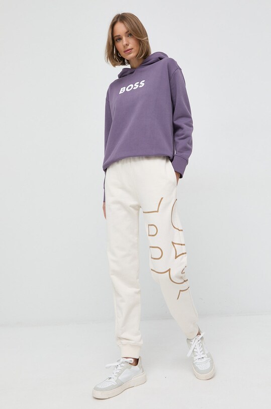 Хлопковая кофта BOSS 50468367 фиолетовой AW22