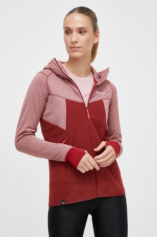 Salewa sportos pulóver Puez Hybrid elasztánnal burgundia 00.0000027389