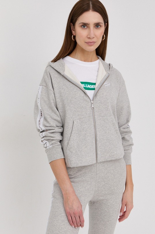 Karl Lagerfeld bluza bawełniana 221W1802 z kapturem szary 221W1802