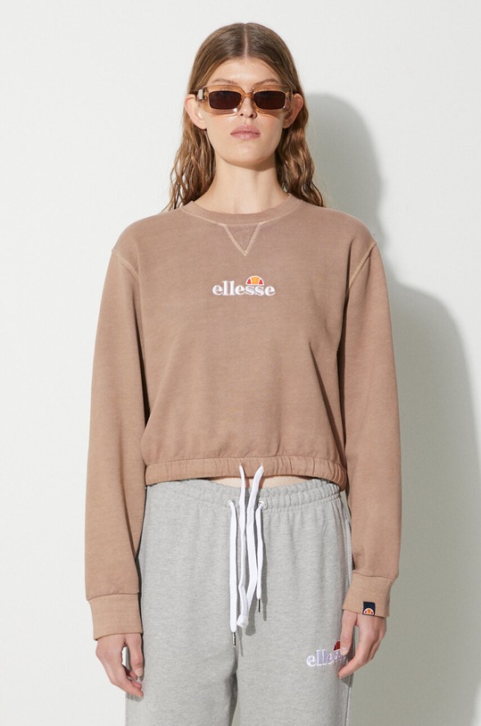 Ellesse bluza bawełniana aplikacja brązowy SGM14011
