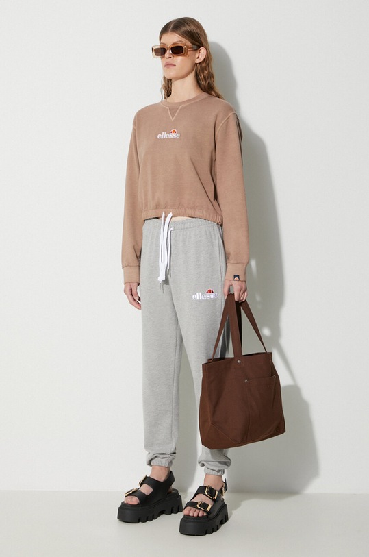 Ellesse bluza bawełniana SGM14011 brązowy SS22