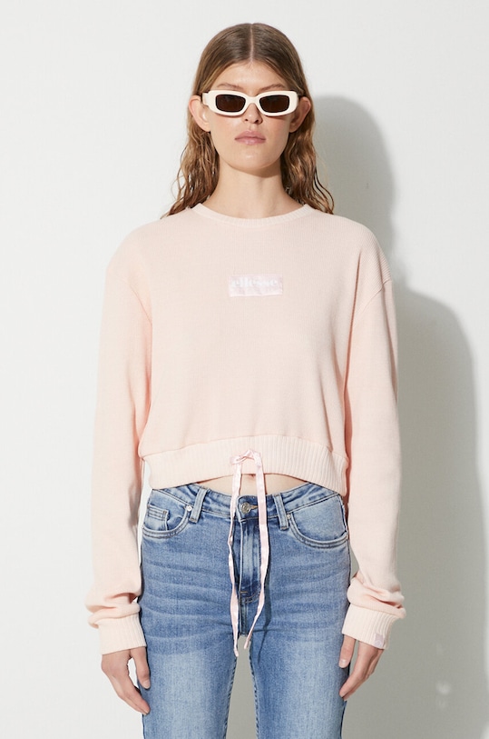 Βαμβακερή μπλούζα Ellesse χωρίς κουκούλα ροζ SGN15180