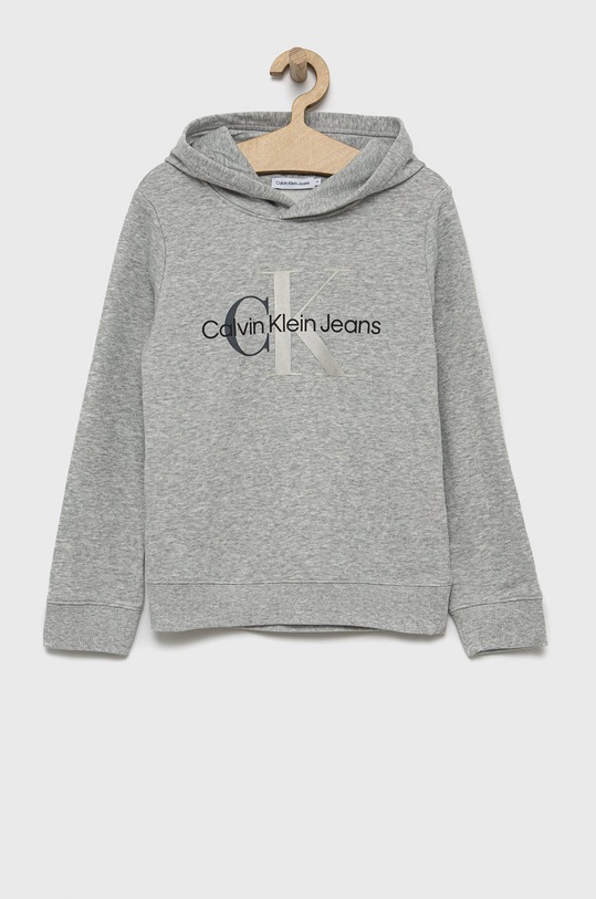 Detská mikina Calvin Klein Jeans s kapucňou sivá IG0IG01278.PPYY