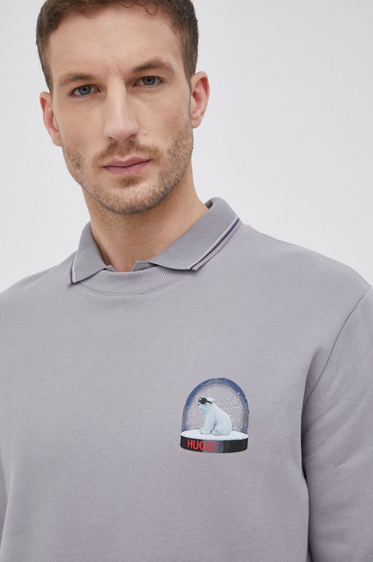 HUGO Bluza bawełniana 50463215 szary 50463215