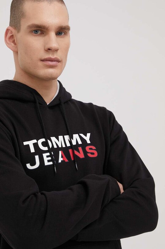 Tommy Jeans pamut melegítőfelső fekete DM0DM12375.PPYY