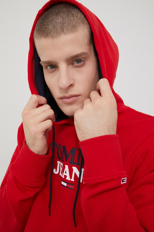 Bavlnená mikina Tommy Jeans červená DM0DM12941.PPYY