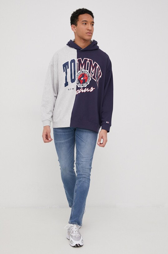 Tommy Jeans hanorac de bumbac melanj bleumarin DM0DM12935.PPYY
