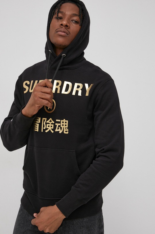 Superdry Bluza bawełniana nadruk czarny M2011742A.02A