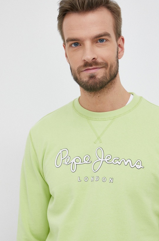 Βαμβακερή μπλούζα Pepe Jeans GEORGE CREW πράσινο PM582090.607