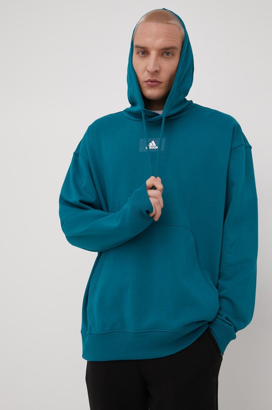 Bombažna mikica adidas Potisk zelena HE4357