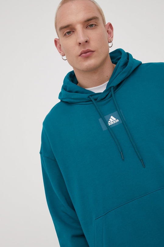 Bombažna mikica adidas zelena HE4357