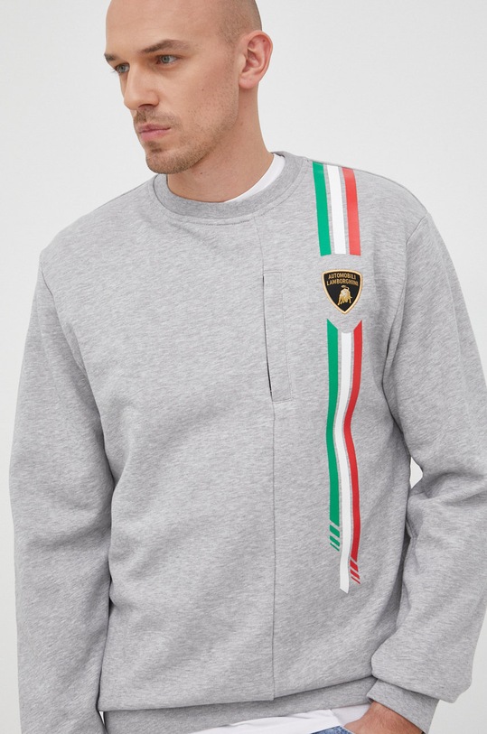 Lamborghini bluza bawełniana nadruk szary 72XBI017