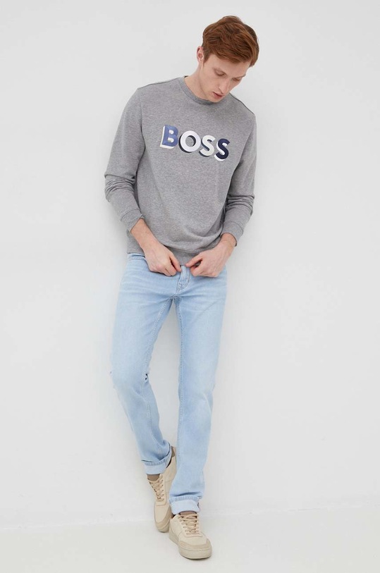 Bavlněná mikina BOSS Boss Casual 50466690 šedá SS22