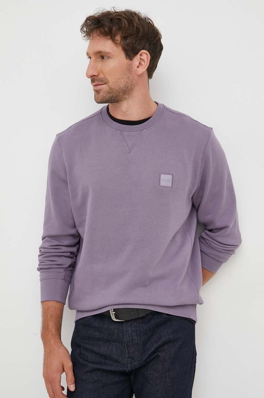 Бавовняна кофта BOSS BOSS CASUAL фіолетовий 50468443
