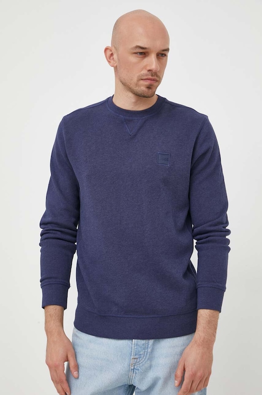 BOSS hanorac de bumbac CASUAL imprimeu bleumarin 50468443