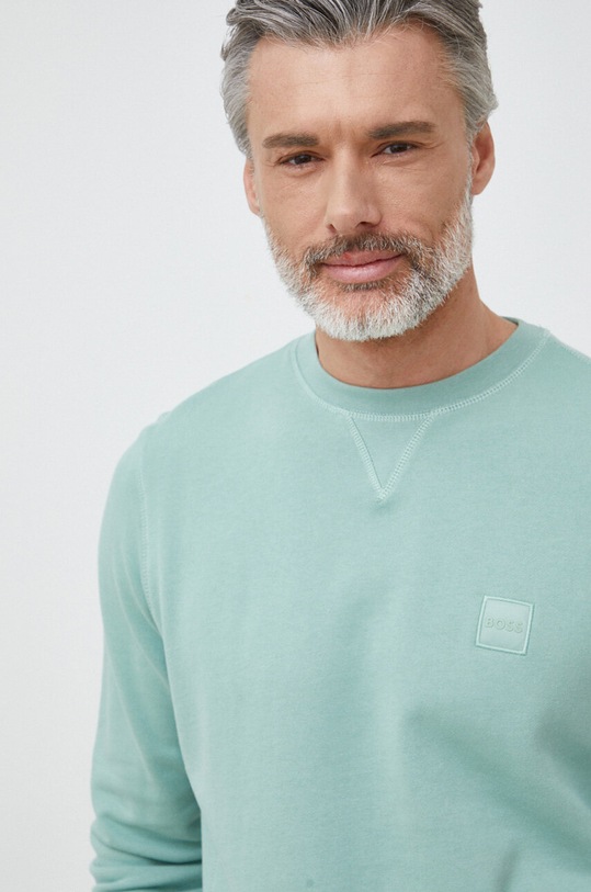 BOSS bluza bawełniana BOSS ORANGE zielony 50468443