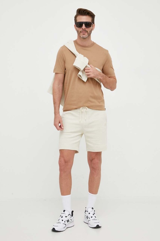 Ρούχα Βαμβακερή μπλούζα BOSS BOSS CASUAL 50468443 μπεζ