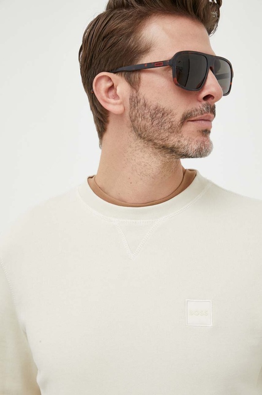 Βαμβακερή μπλούζα BOSS BOSS CASUAL μπεζ 50468443