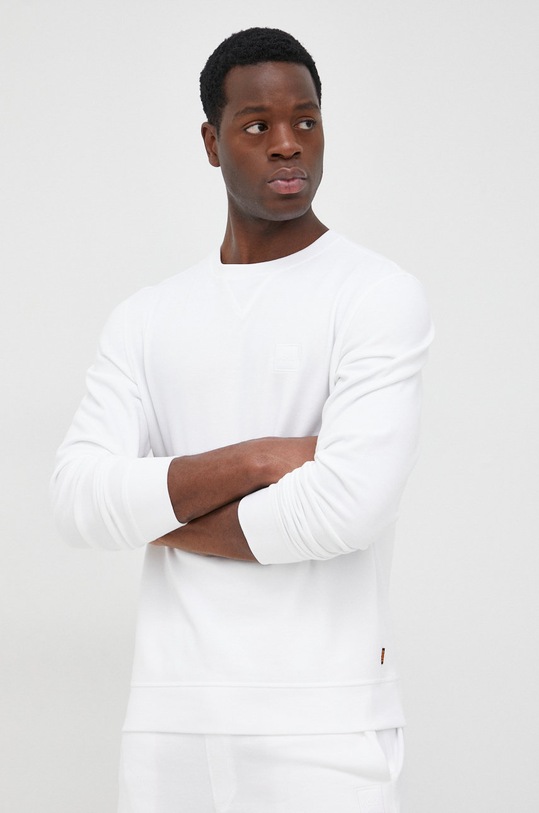 BOSS bluza bawełniana BOSS ORANGE bawełna biały 50468443
