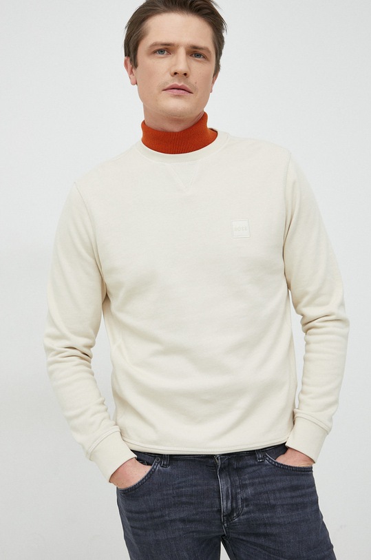 Bavlnená mikina BOSS BOSS CASUAL béžová 50468443