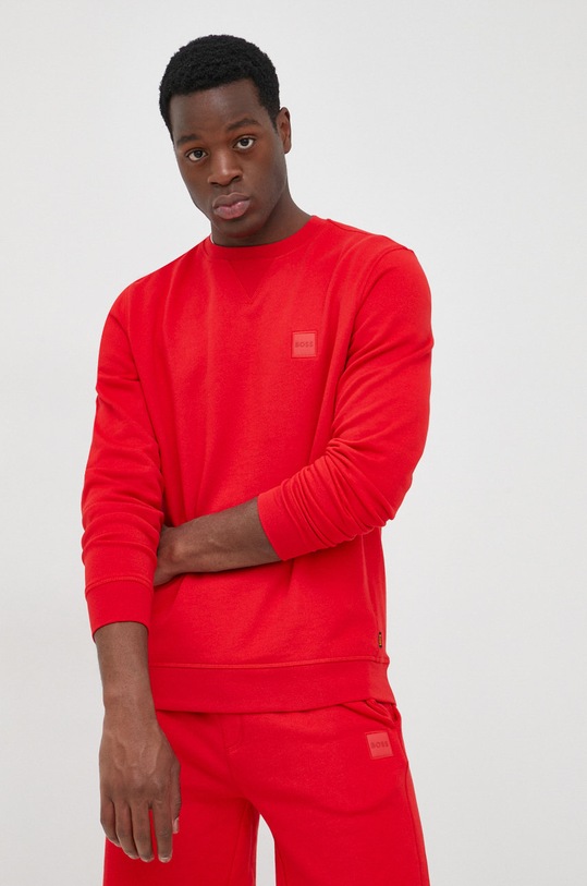 BOSS bluza bawełniana BOSS ORANGE bawełna czerwony 50468443
