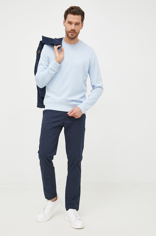Bavlněná mikina BOSS CASUAL 50468443 modrá AA00