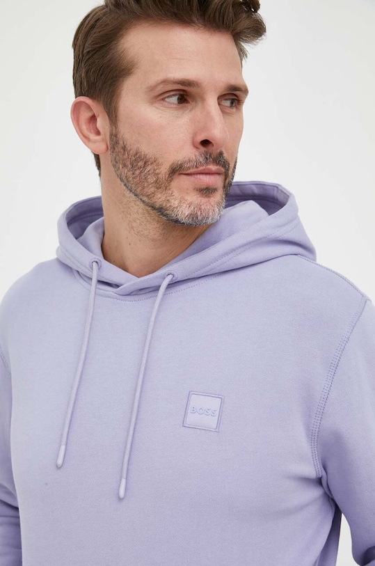 BOSS bluza bawełniana BOSS ORANGE bawełna fioletowy 50468445