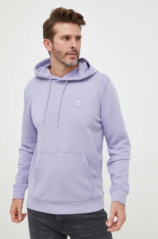 BOSS bluza bawełniana BOSS ORANGE fioletowy 50468445