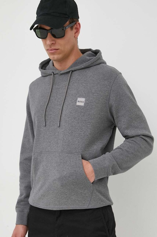 BOSS hanorac de bumbac CASUAL uni gri 50468445