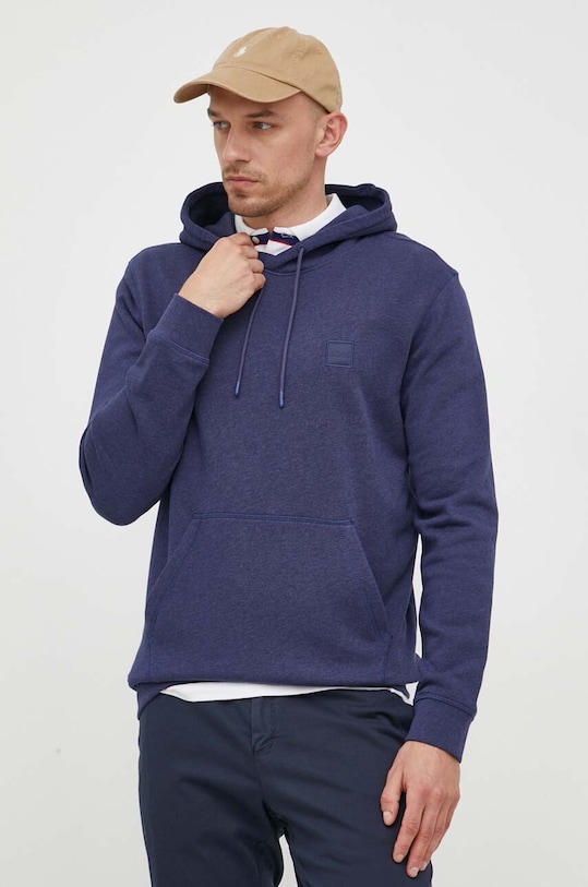 BOSS hanorac de bumbac CASUAL uni bleumarin 50468445