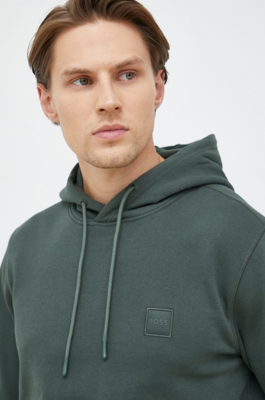 BOSS bluza bawełniana BOSS ORANGE zielony 50468445
