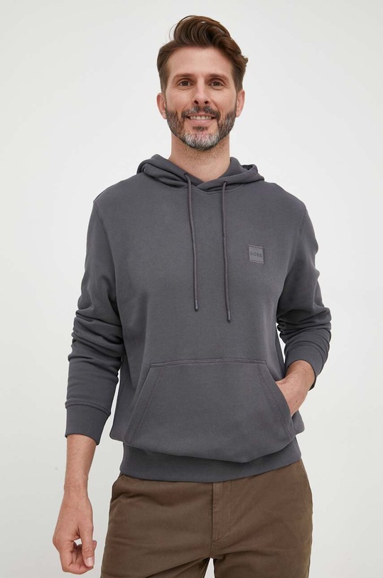 Pamučna dukserica BOSS CASUAL siva 50468445