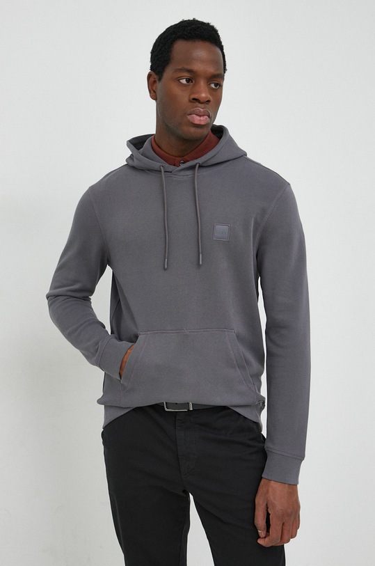 BOSS bluza bawełniana BOSS ORANGE bawełna szary 50468445