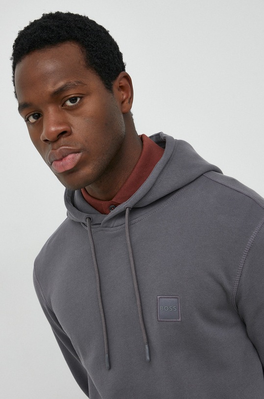 BOSS bluza bawełniana BOSS ORANGE szary 50468445