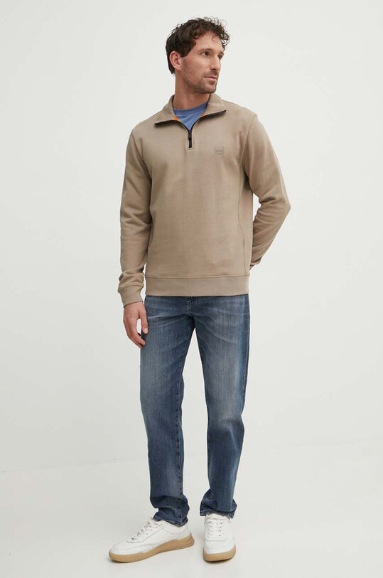Хлопковая кофта BOSS BOSS CASUAL 50468926 коричневый SS25