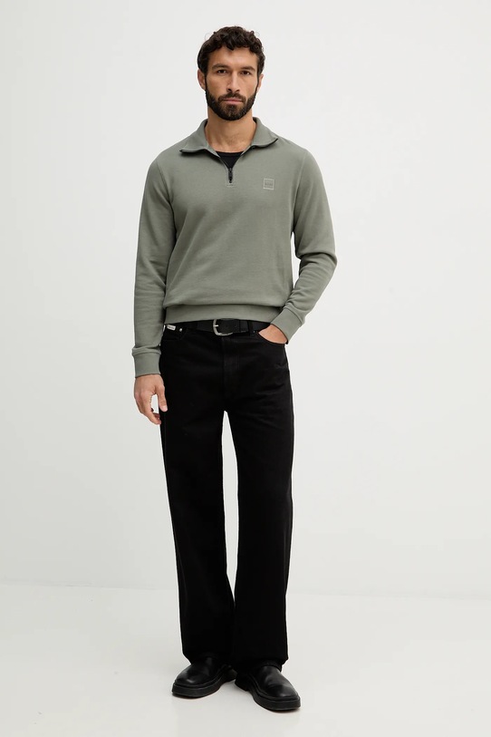 BOSS bluza bawełniana BOSS CASUAL 50468926 zielony AW25