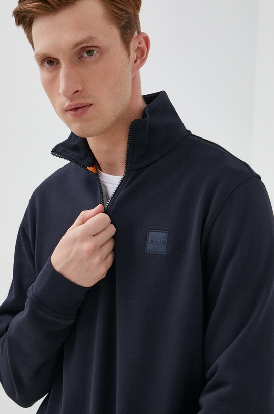 Памучен суичър BOSS Casual тъмносин 50468926